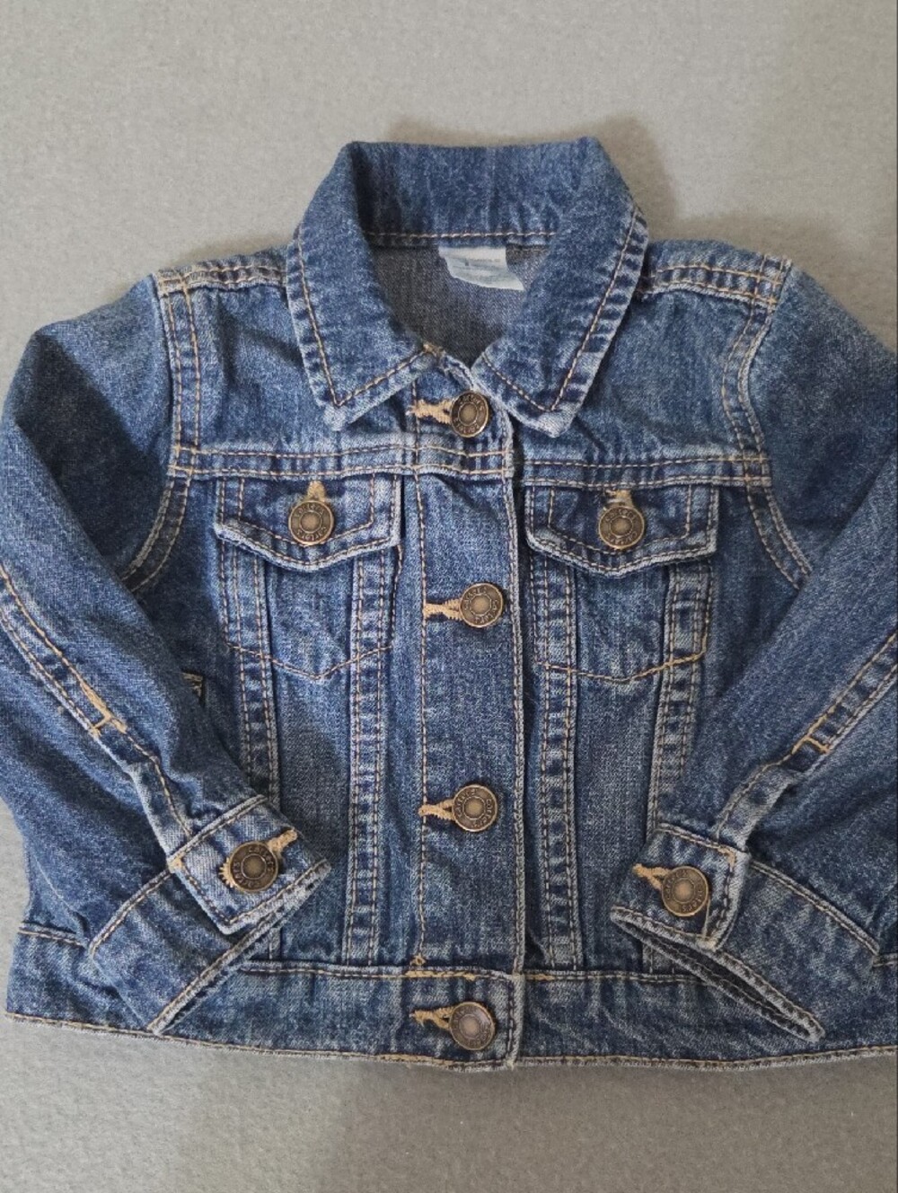 Carter's Kids Denim Blue Jean Button Up Trucker Jacket 100% Cotton - Size 12M